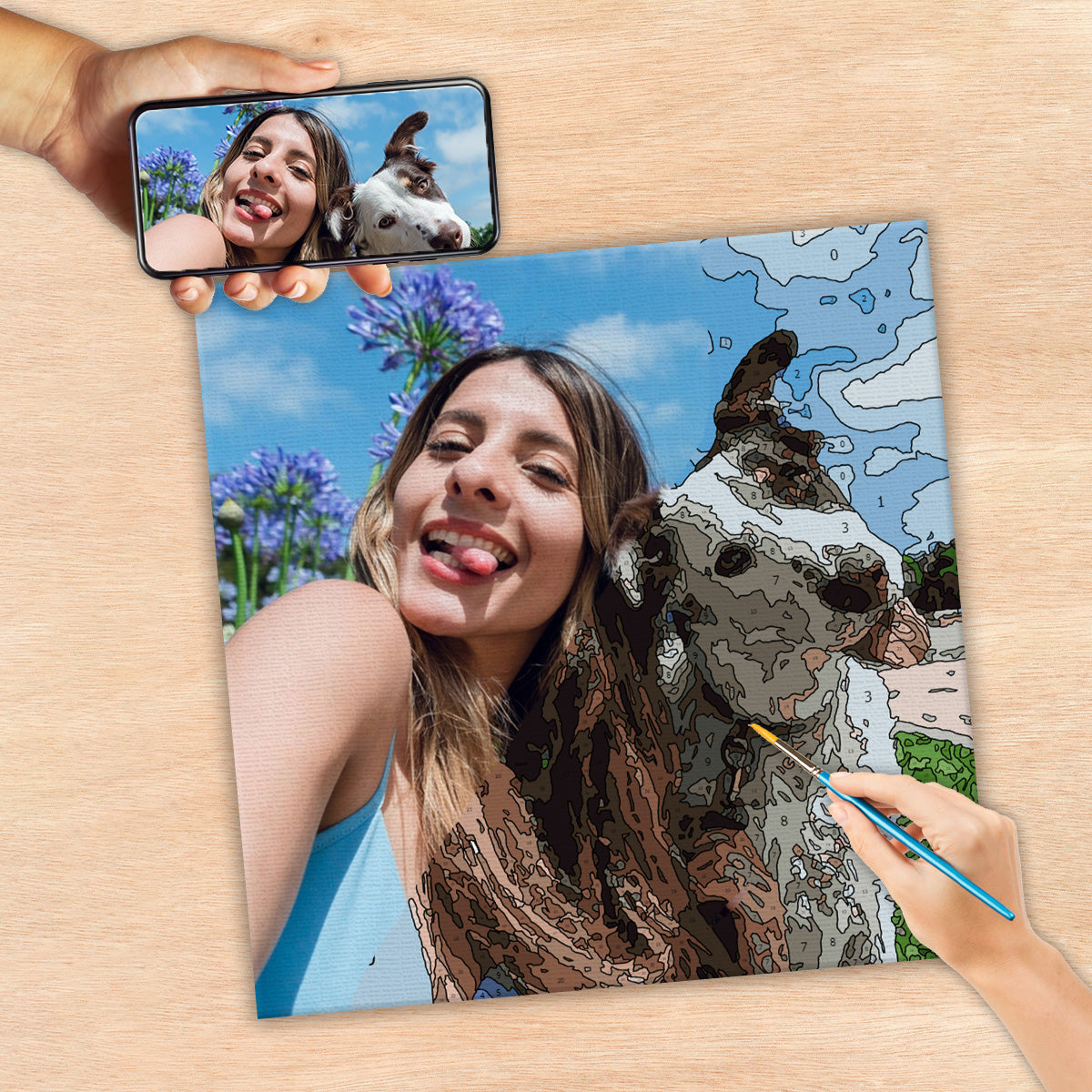 Benutzerdefiniertes Foto – Personalisiertes Malen-nach-Zahlen-Set mit Hund