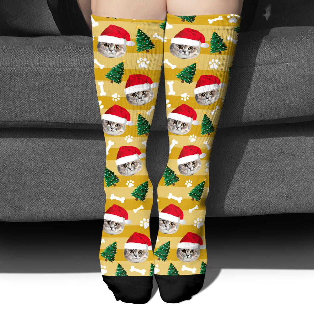 Custom Christmas Photo Socks - Gift for dog lovers, anyone, cat lover, dog lover - Personalized Socks
