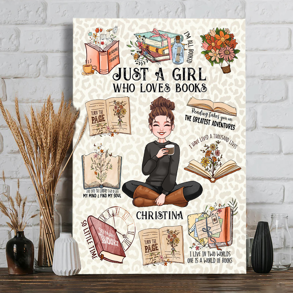 Just A Girl Who Loves Books - Personalized Book Canvas And Poster