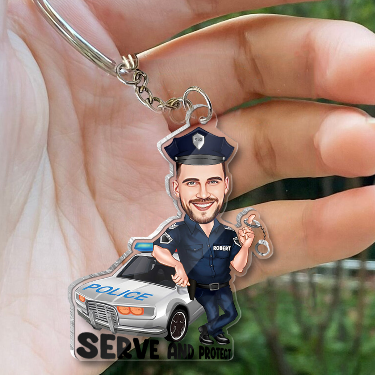 Serve And Protect - Personalized Police Officer Keychain