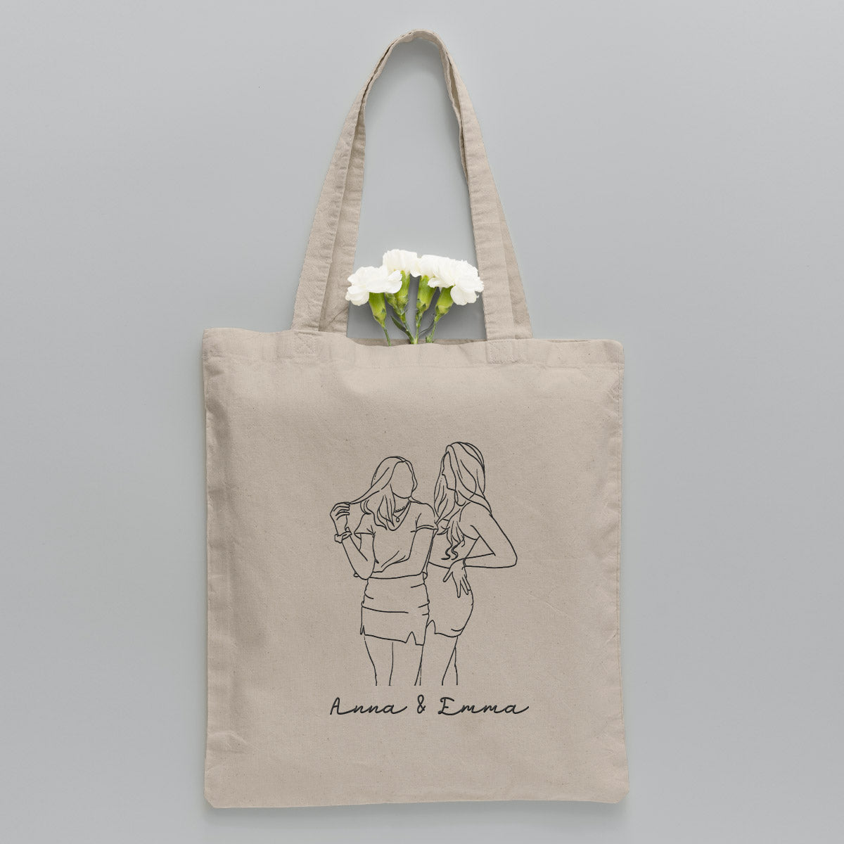 Sac fourre-tout brodé personnalisé avec photo au trait - Sac fourre-tout brodé personnalisé pour tante