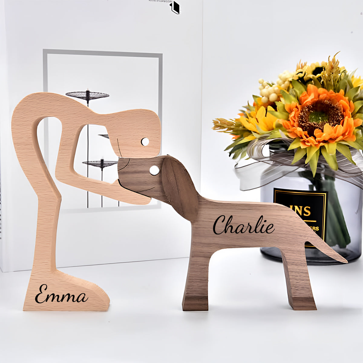 You & Me And The Dog - Personalized Couple Decorative Figures