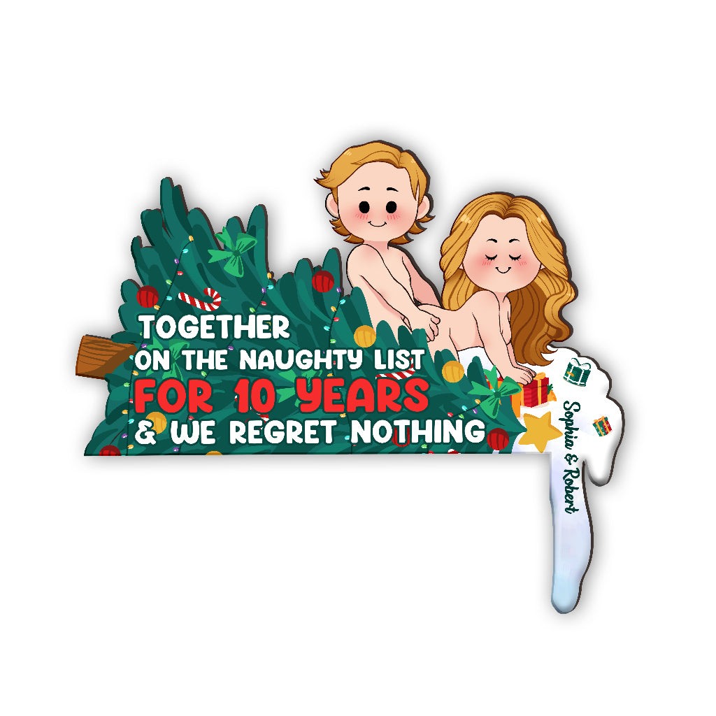 Together On The Naughty List For Years - Personalized Couple Door Frame Decoration