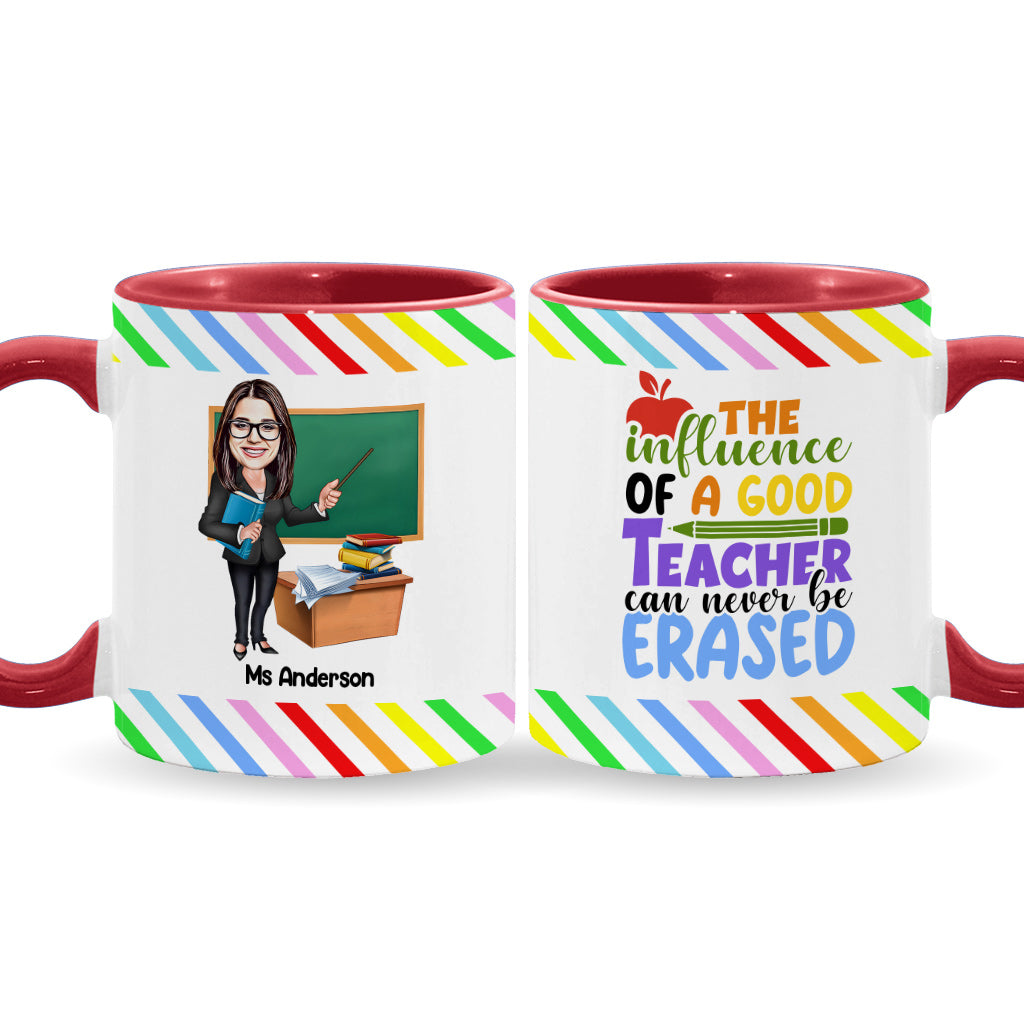 The Influence Of A Good Teacher Can Never Be Erased - Personalized Teacher Accent Mug