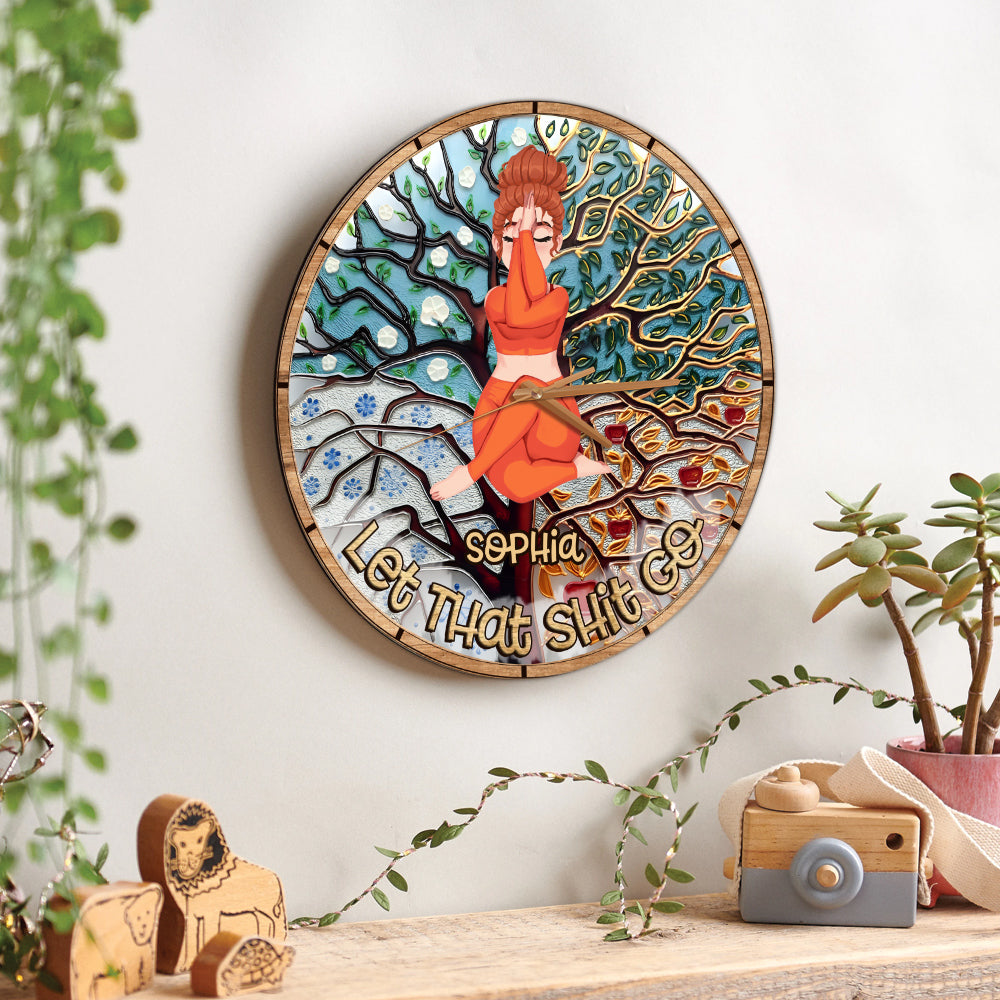 Lâchez prise - Horloge murale de yoga personnalisée