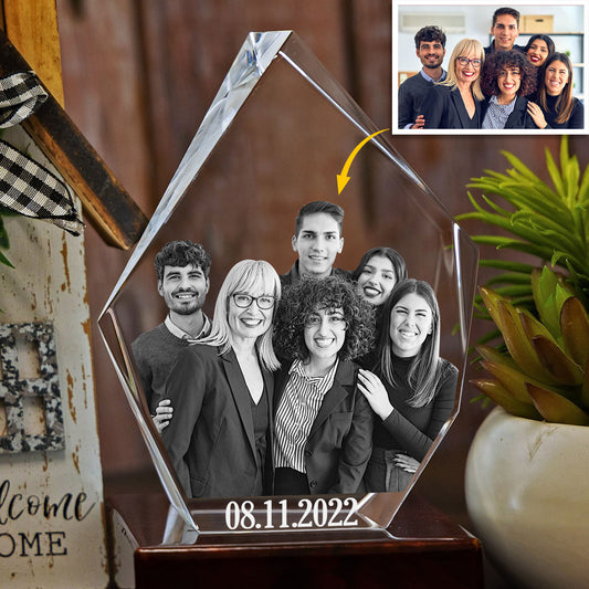 Bestes Team aller Zeiten – Geschenk für Kollegen – Personalisierte 3D-Kristalllampe in Eisbergform mit Lasergravur