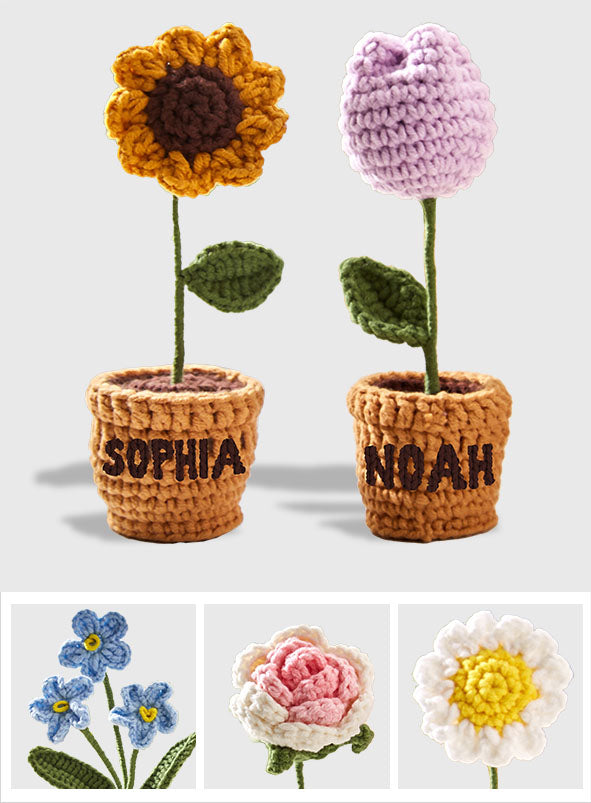 Fleurs au crochet du jardin de grand-mère - Poupée tricotée à la main personnalisée pour grand-mère