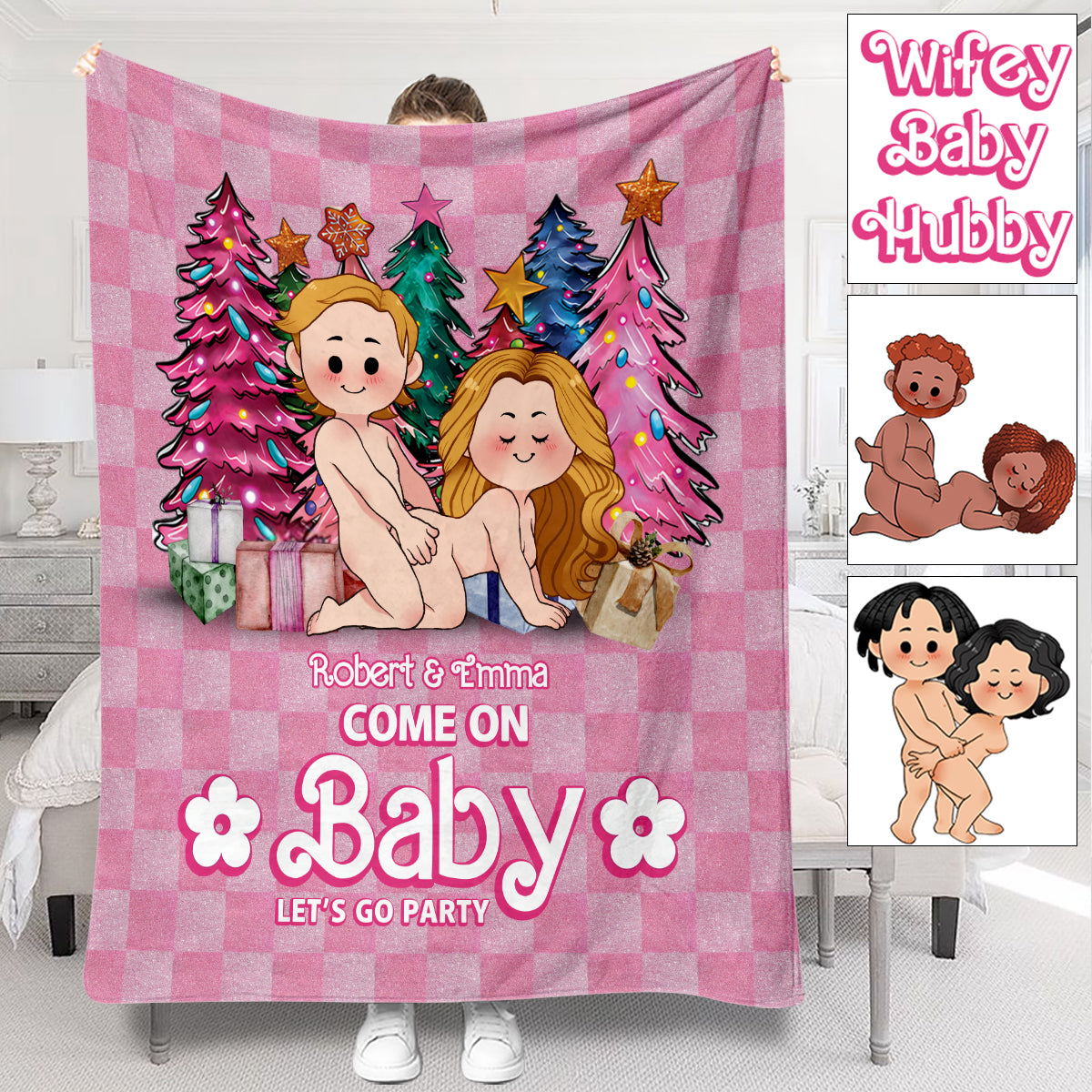 Come On Hubby Wifey Baby - gift for boyfriend, husband, wife, girlfriend - Personalized Blanket