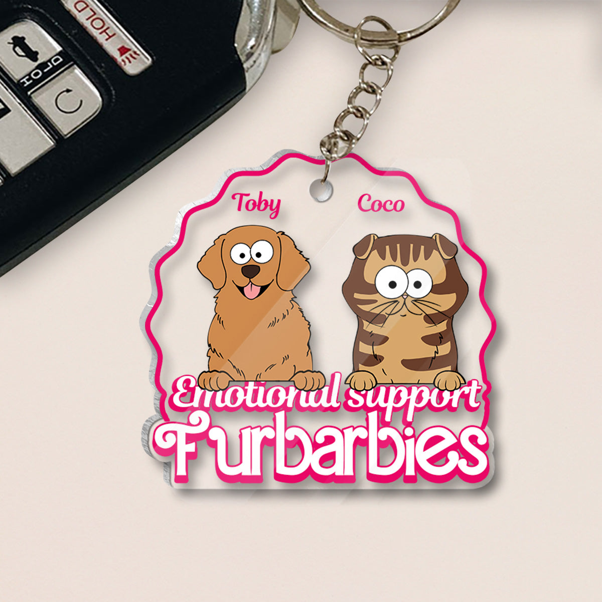Emotional Support - Gift for dog lovers, cat lover - Personalized Transparent Keychain
