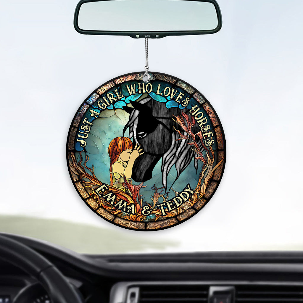 Juste une fille qui aime les chevaux - Ornement de voiture personnalisé à motif cheval (face unique)