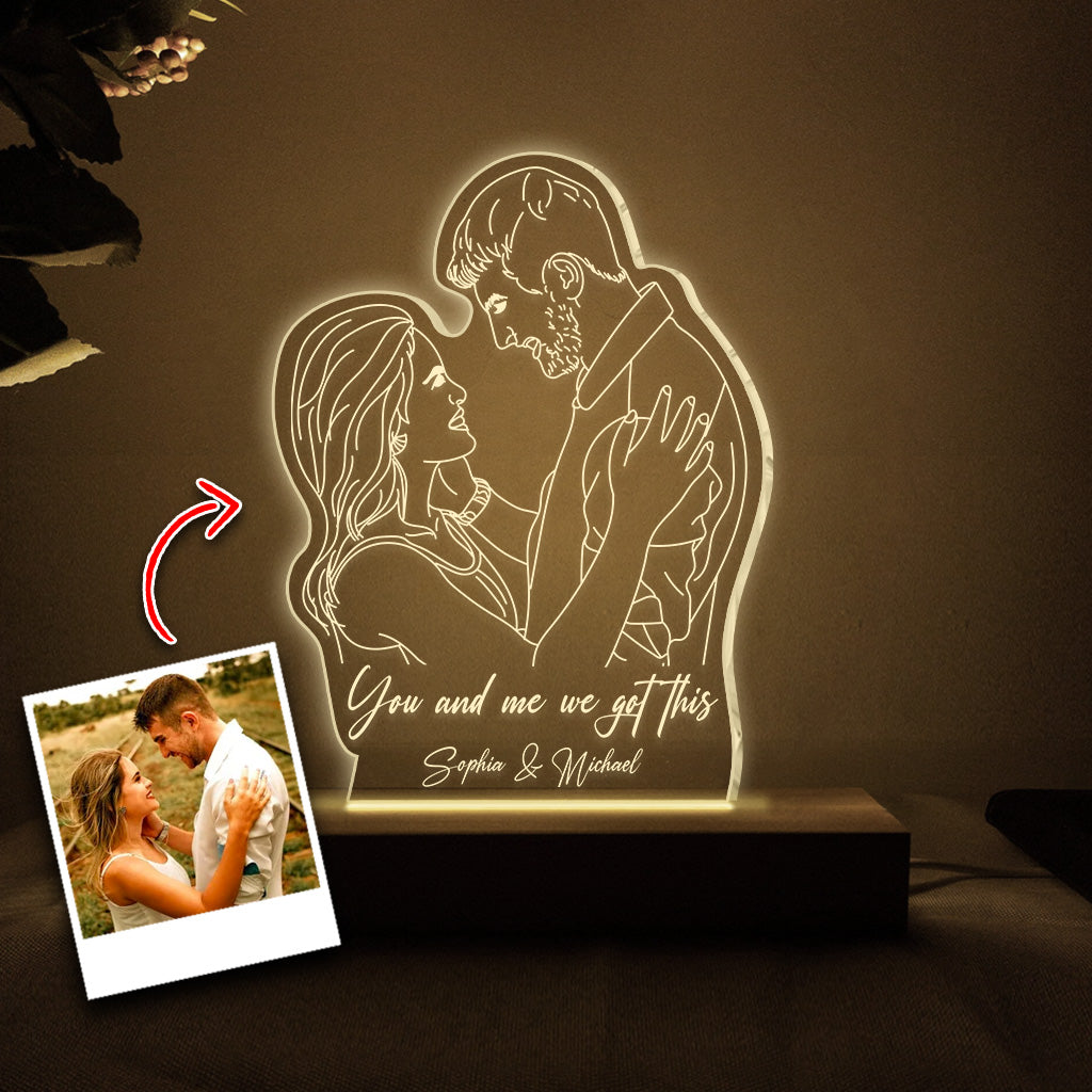 Line Drawing Couple - Personalized Couple Shaped Plaque Light Base