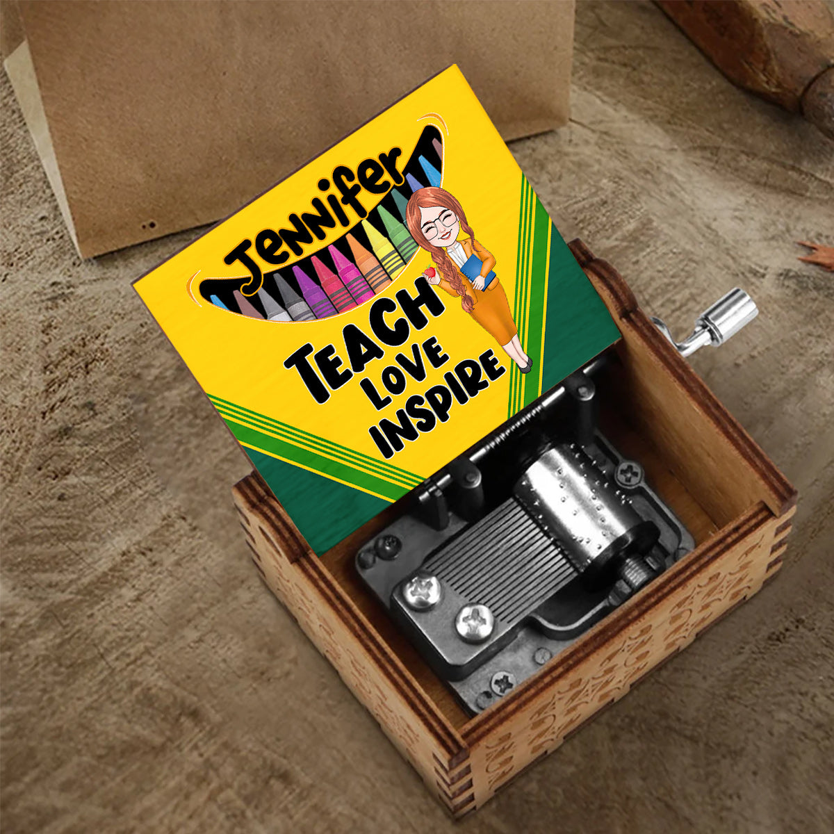 Positive Affirmationen Schmetterling - Personalisierte Schmetterlings-Spieluhr mit Handkurbel