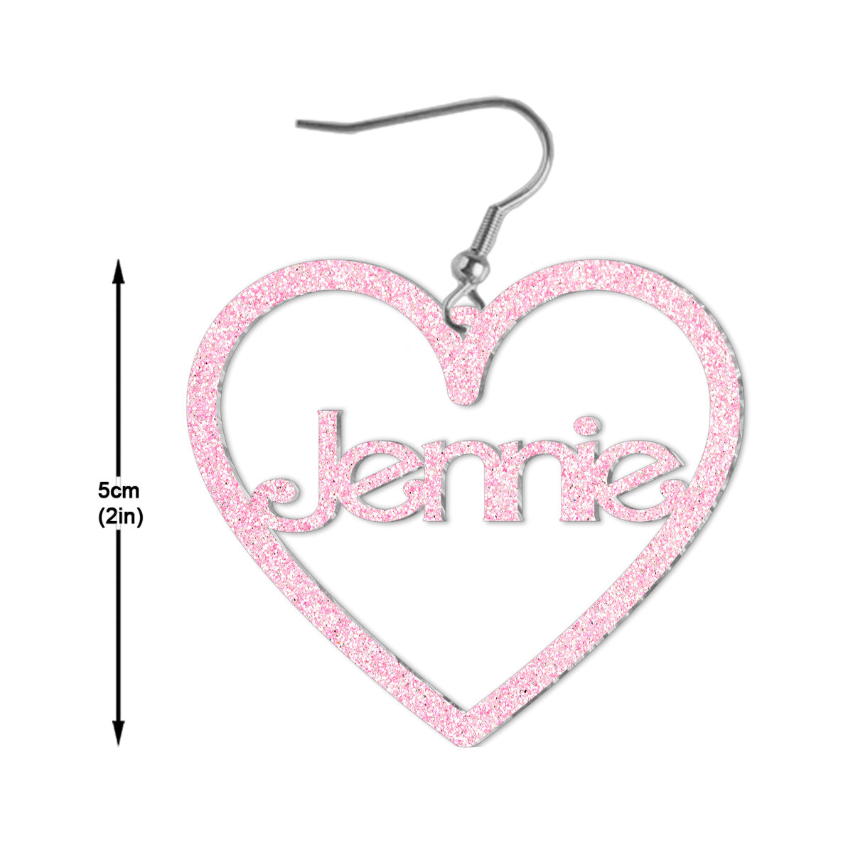 Pink Glitter Custom Name - Personalized Earrings