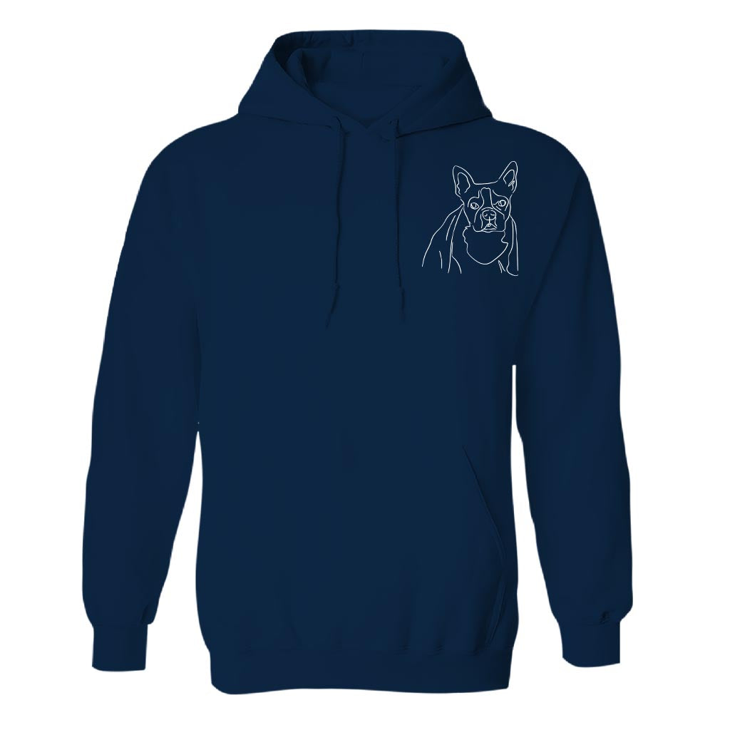 Individuelle Linienzeichnung – Personalisierter Hoodie mit Hundestickerei