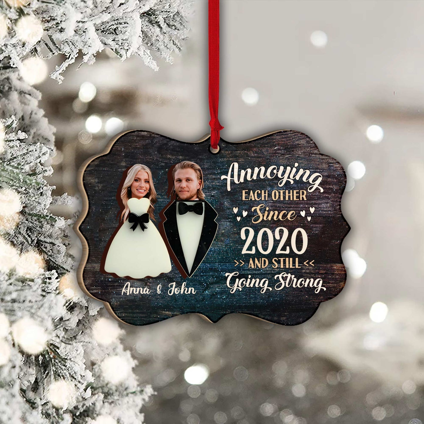 Annoying Each Other - Personalized Husband And Wife 2 Layered Piece Ornament