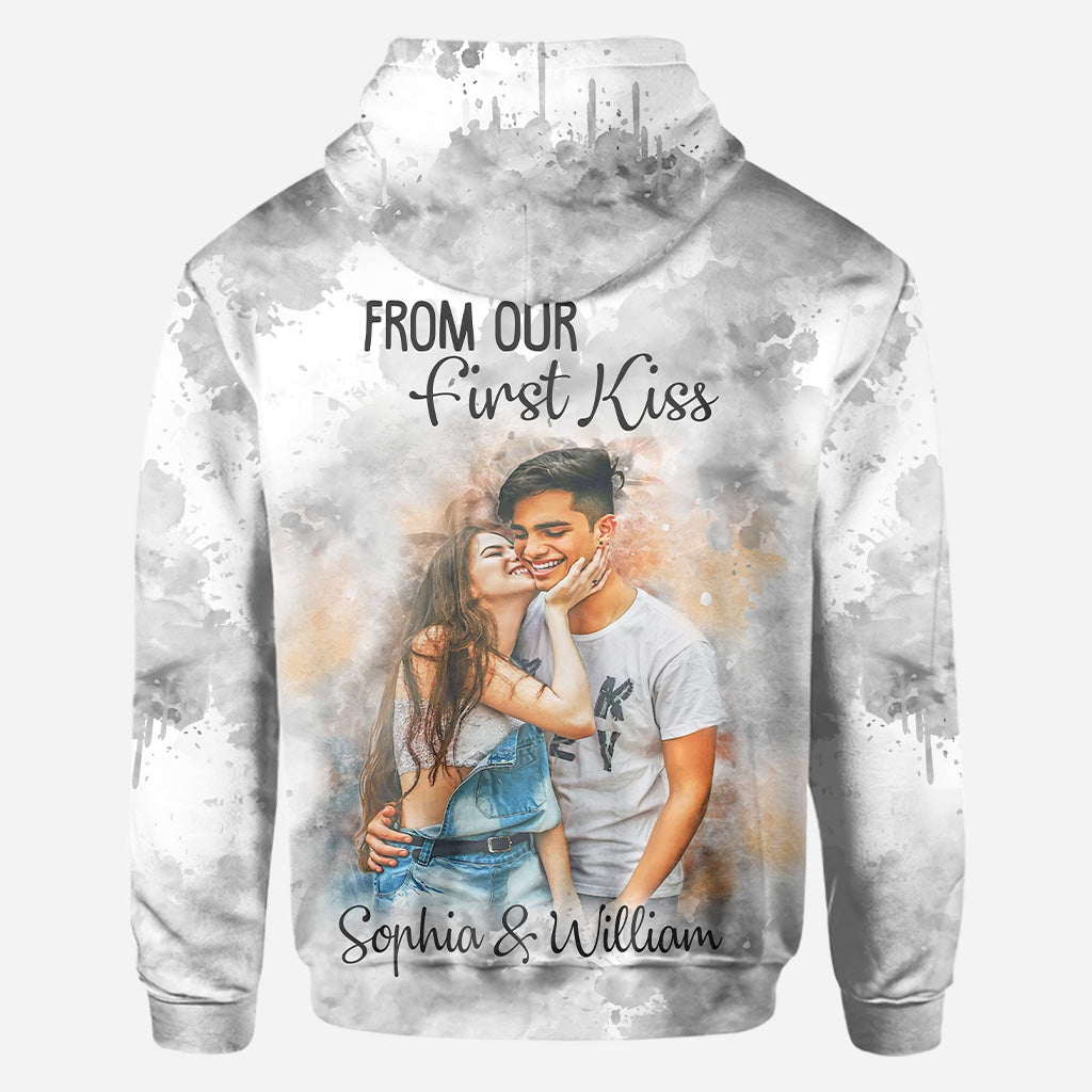Watercolor Couple - Personalized Couple All Over Shirt