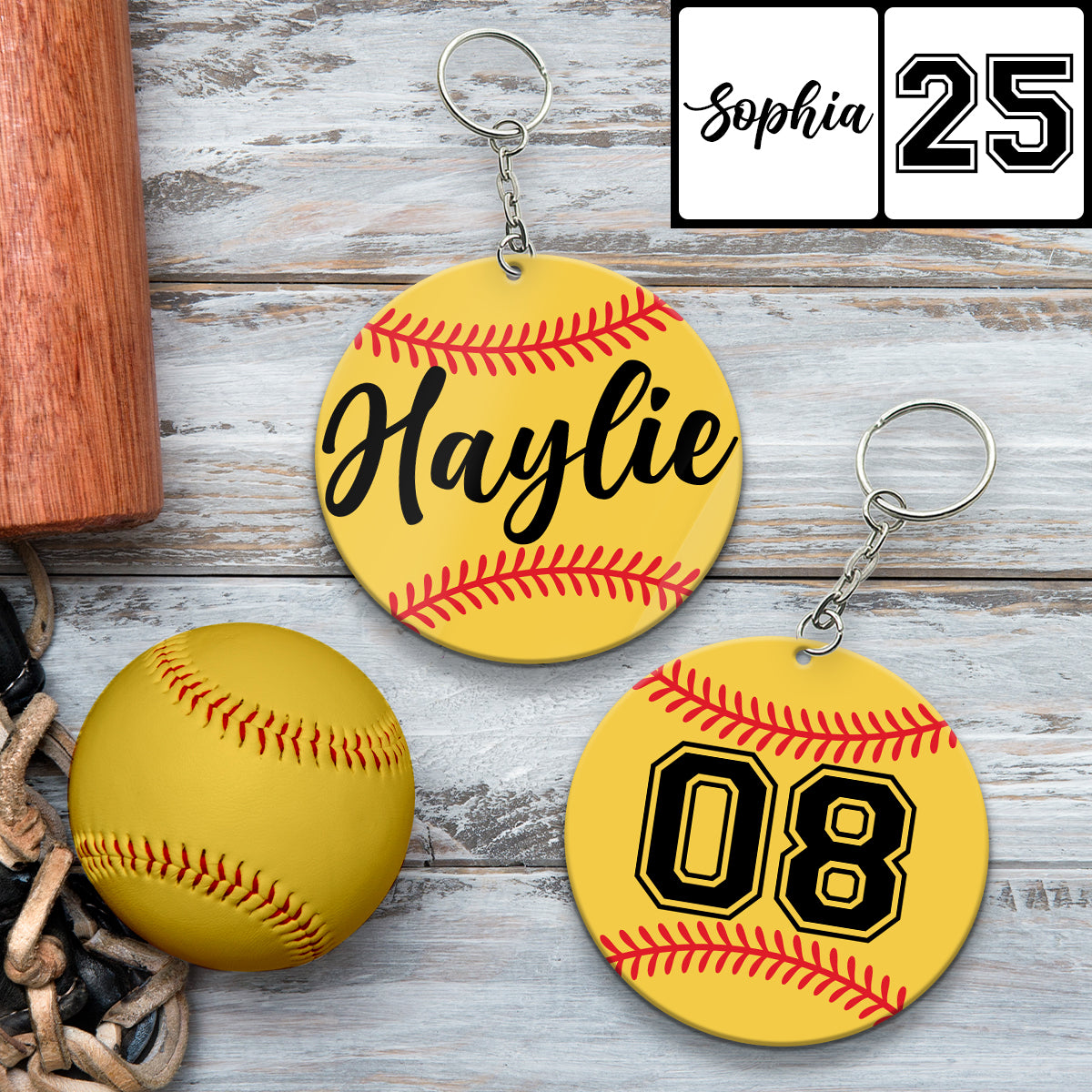 Love Baseball - Personalized Softball Keychain