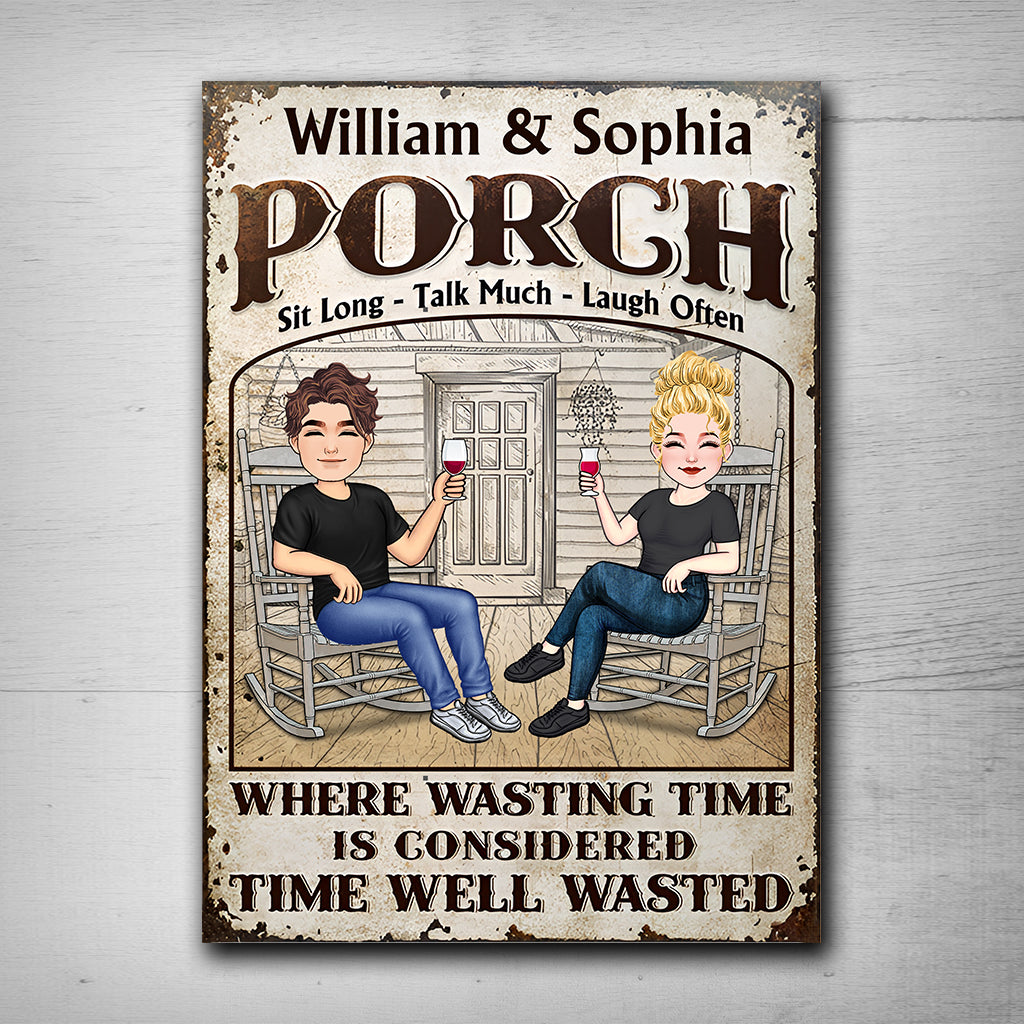 Time Well Wasted - Personalized Backyard Rectangle Metal Sign