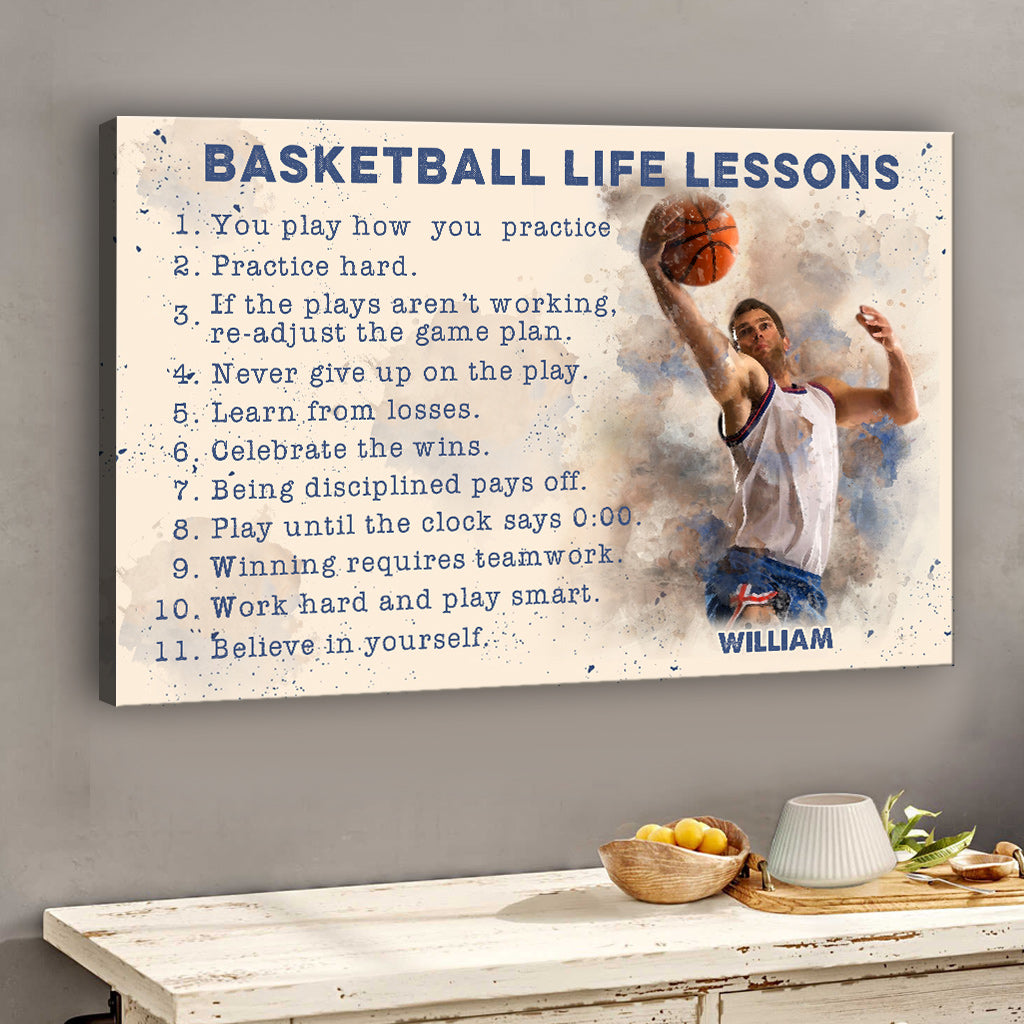 Basketball-Lebenslektionen – Personalisierte Basketball-Leinwand und Poster