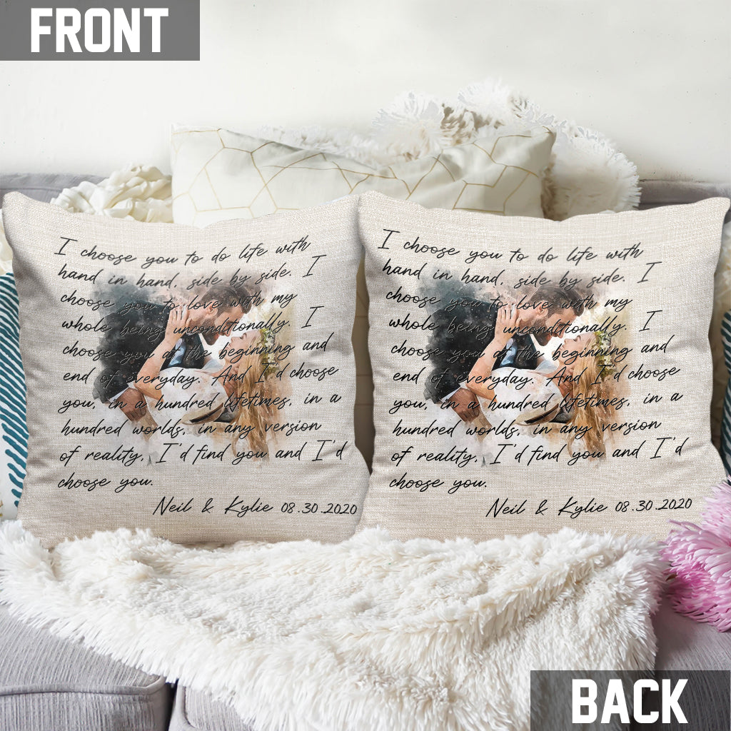I Choose You - Personalized Husband And Wife Throw Pillow
