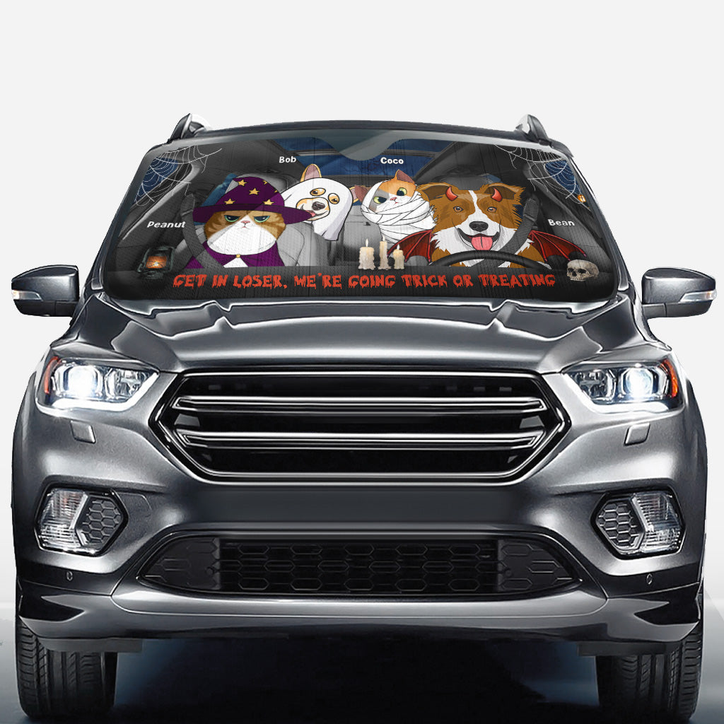 Get In Loser We're Going Trick Or Treating Dog/Cat - Personalized Dog Car Sunshade