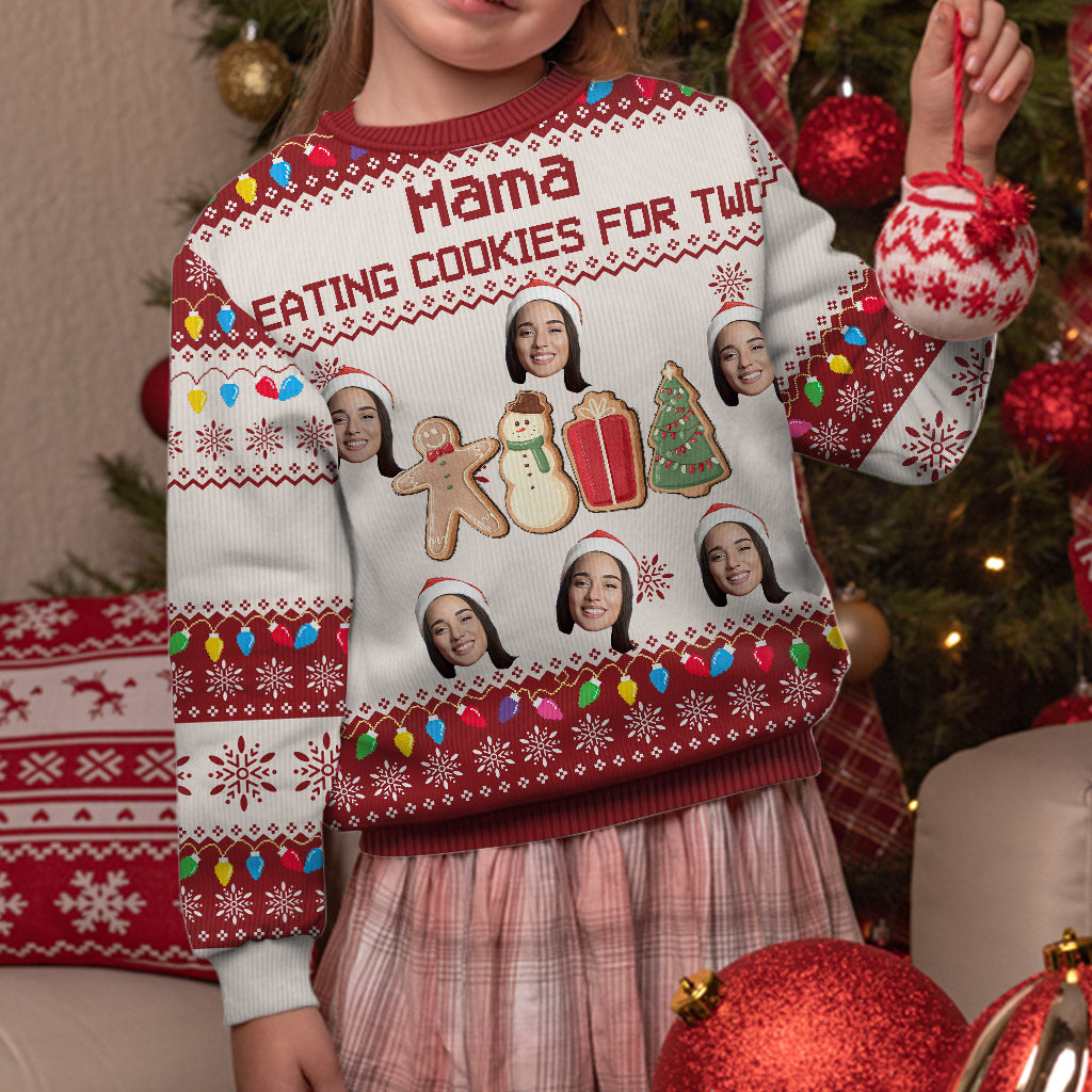 Eating Cookies For Two - Personalized Pregnancy Ugly Sweater