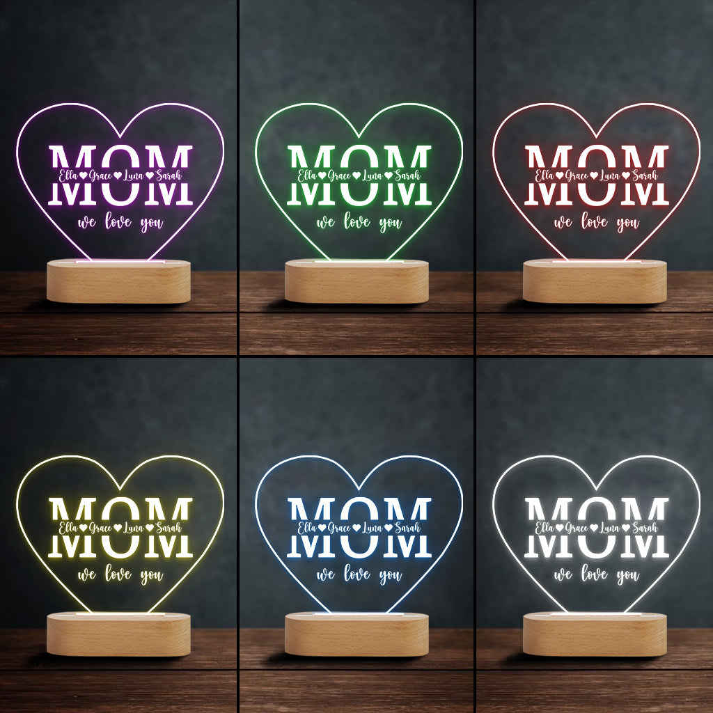 Love Mom - Personalized Mother Shaped Plaque Light Base