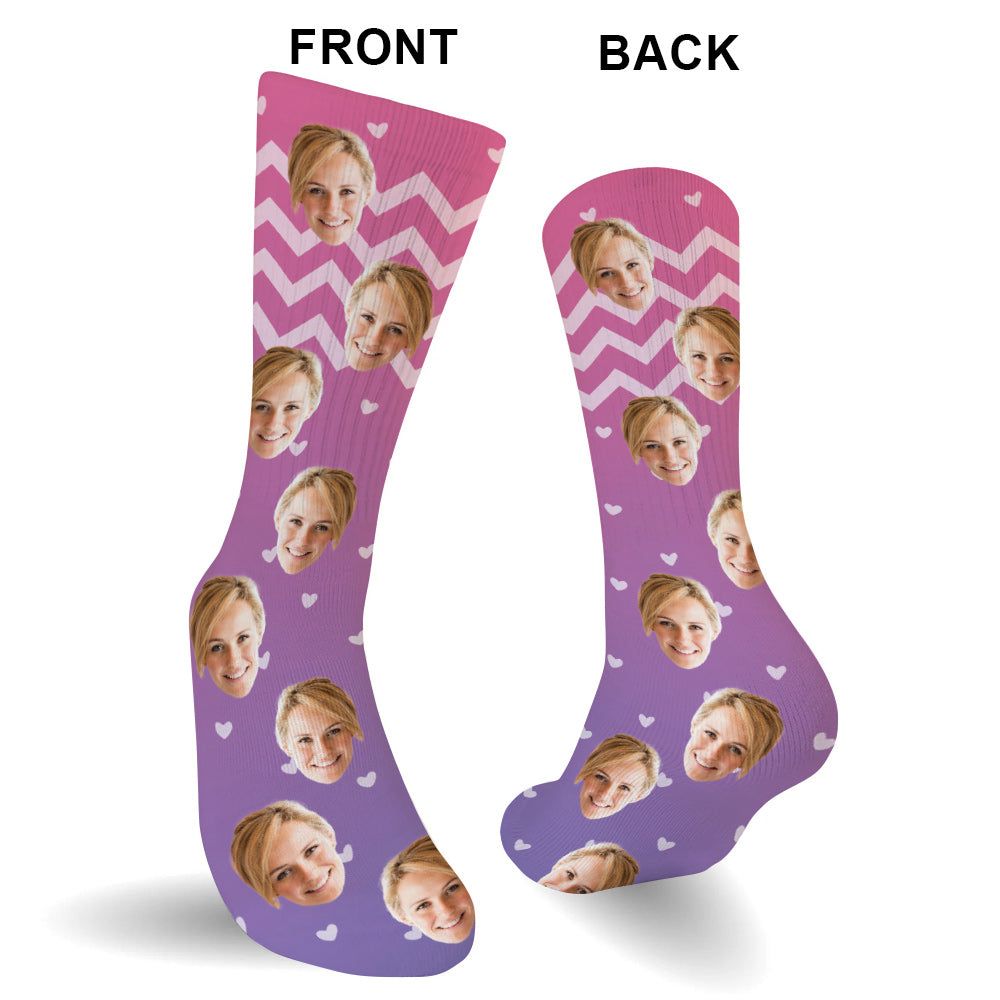 Custom Face Purple Pattern - Personalized Aunt Socks
