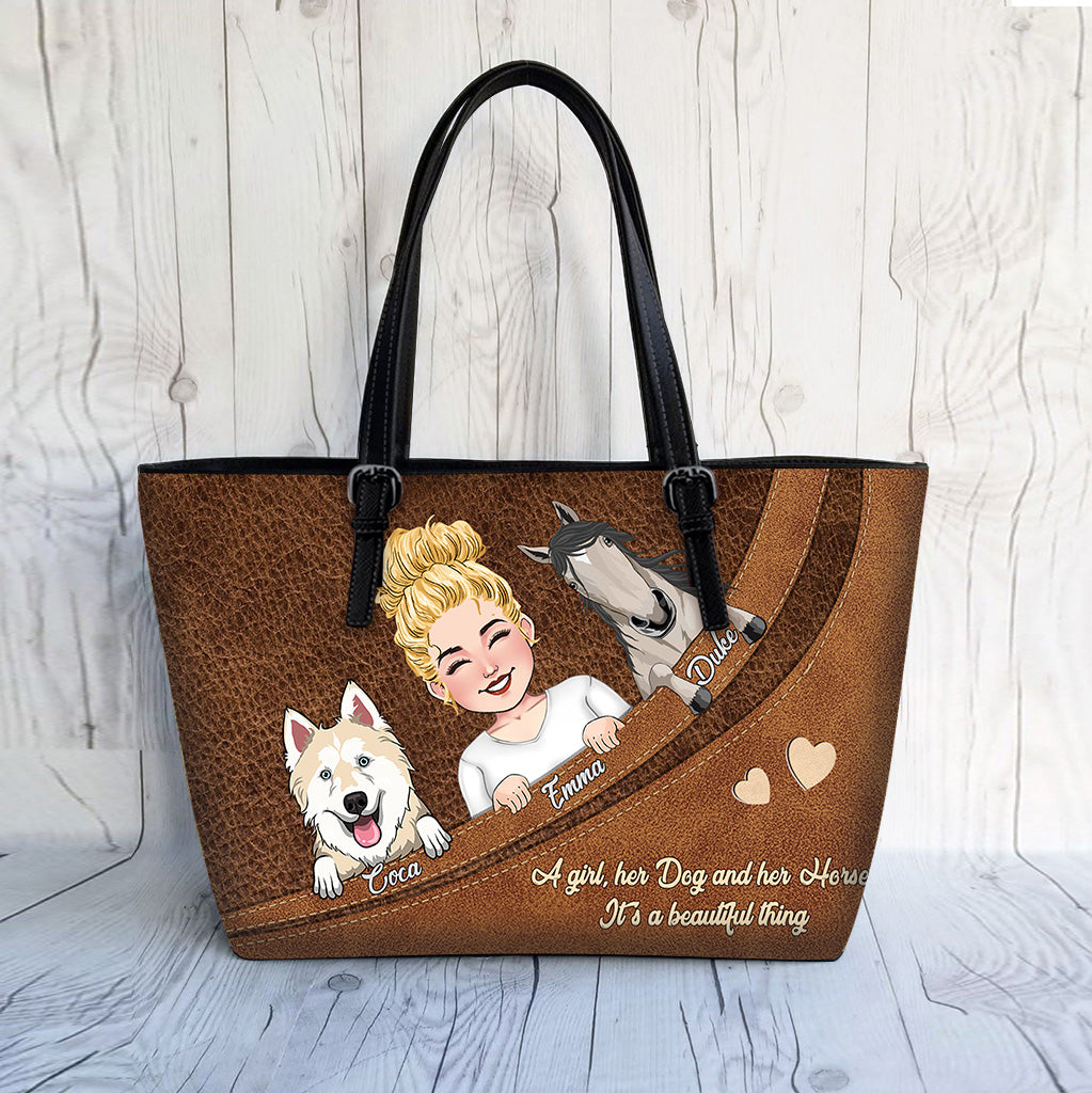 What A Beautiful Thing - Horse gift for dog lover, cat lover - Personalized Leather Bag