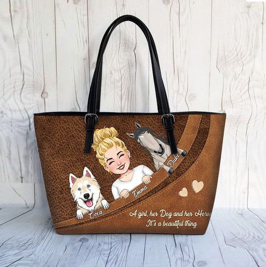 What A Beautiful Thing - Horse gift for dog lover, cat lover - Personalized Leather Bag