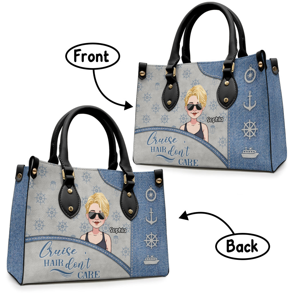 Cruise Hair Don't Care - Personalized Cruising Leather Handbag