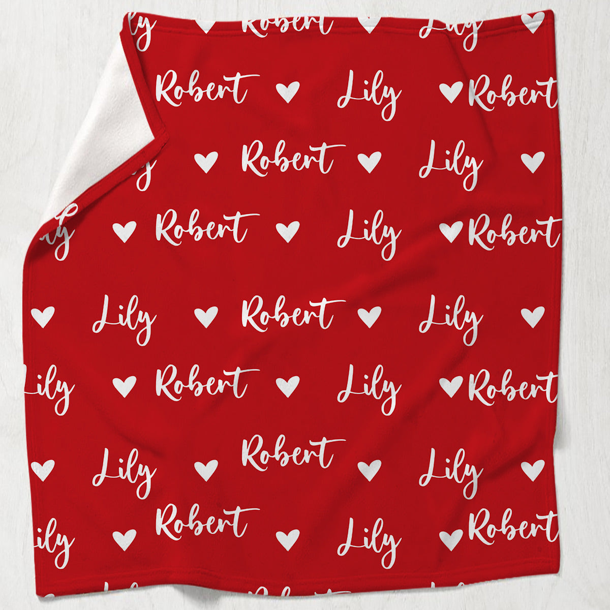 Custom Name Heart Pattern - Personalized Couple Blanket