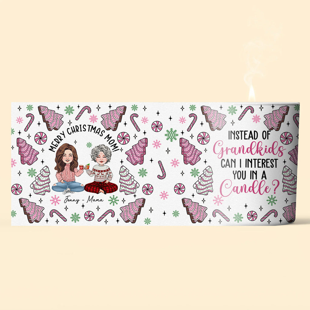 Instead Of Grandkids - Gift for mom - Personalized Candle With Wooden Lid