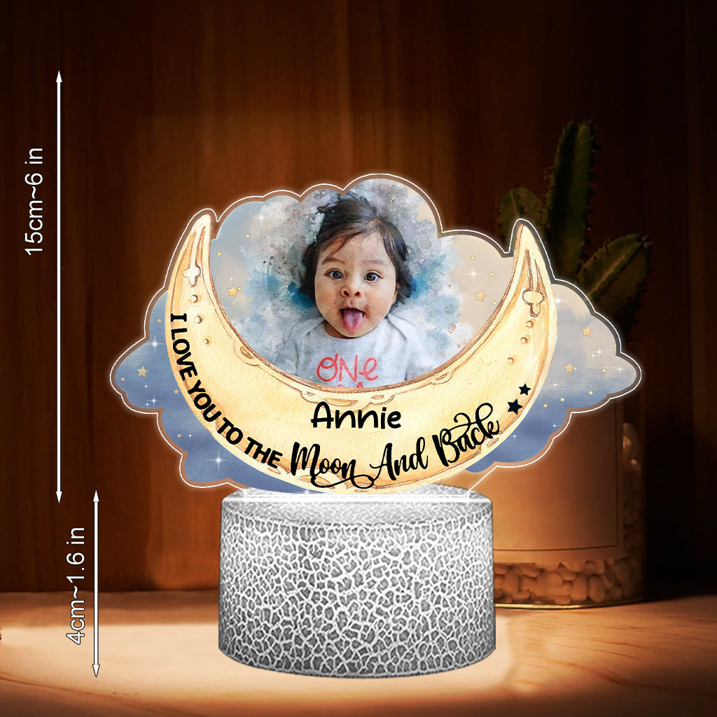 I Love You To The Moon And Back - Personalized Kid Shaped Plaque Light Base