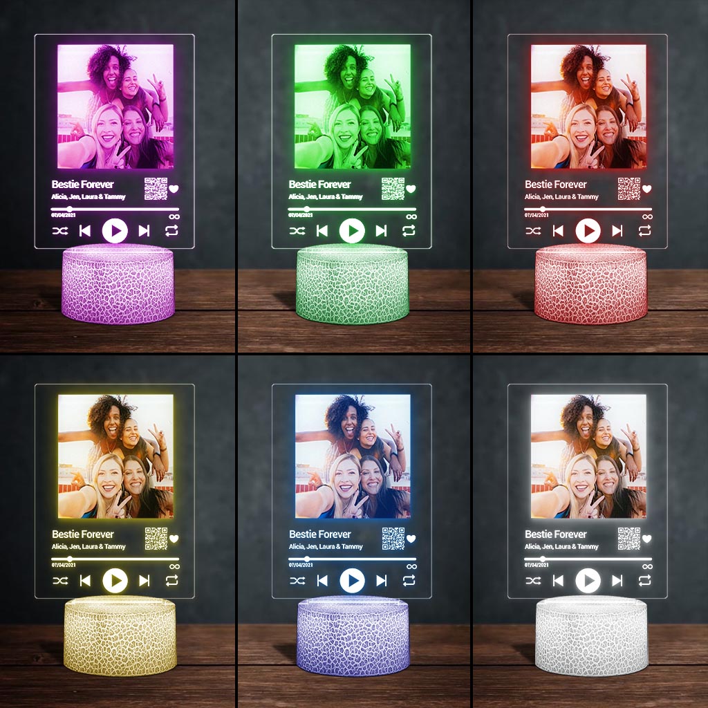 Bestie Forever Personalized Song - Personalized Bestie Shaped Plaque Light Base