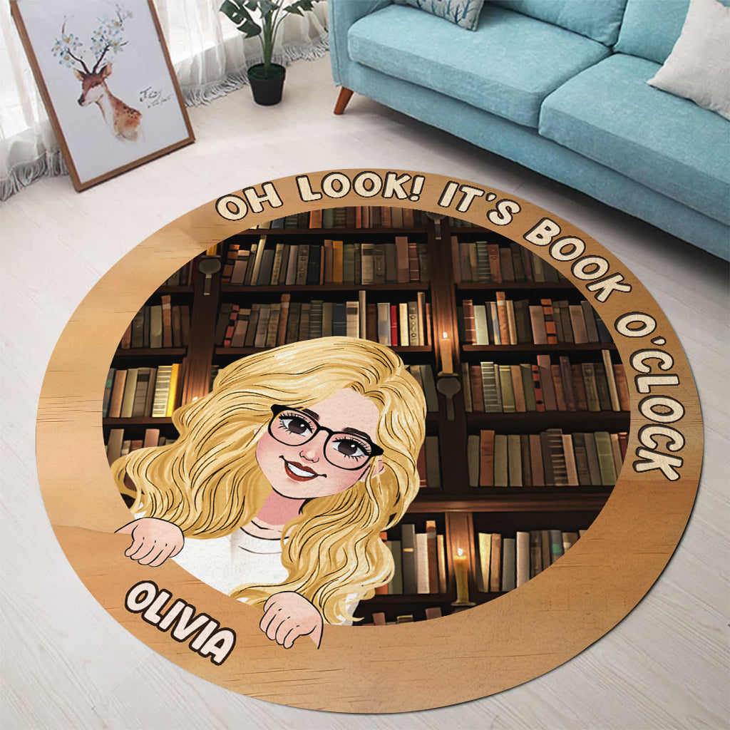 It's Book O'clock - Personalized Book Round Rug