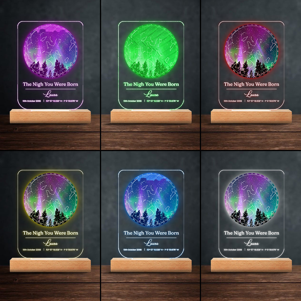 Der Tag deiner Geburt – Personalisierte Geburtstagsplakette mit Leuchtfuß