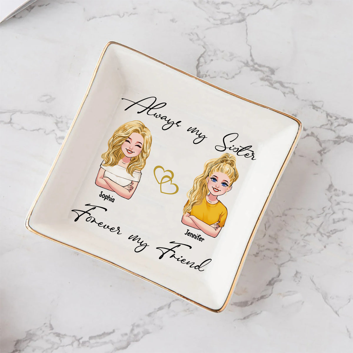 Always My Sisters - Personalized Sister Jewelry Dish