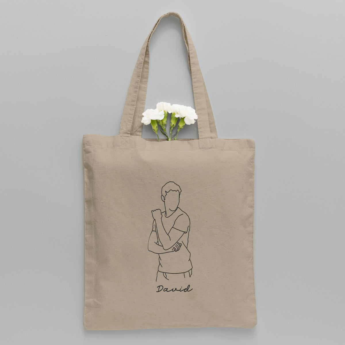 Custom Photo Line Art - Personalized Uncle Embroidered Tote Bag