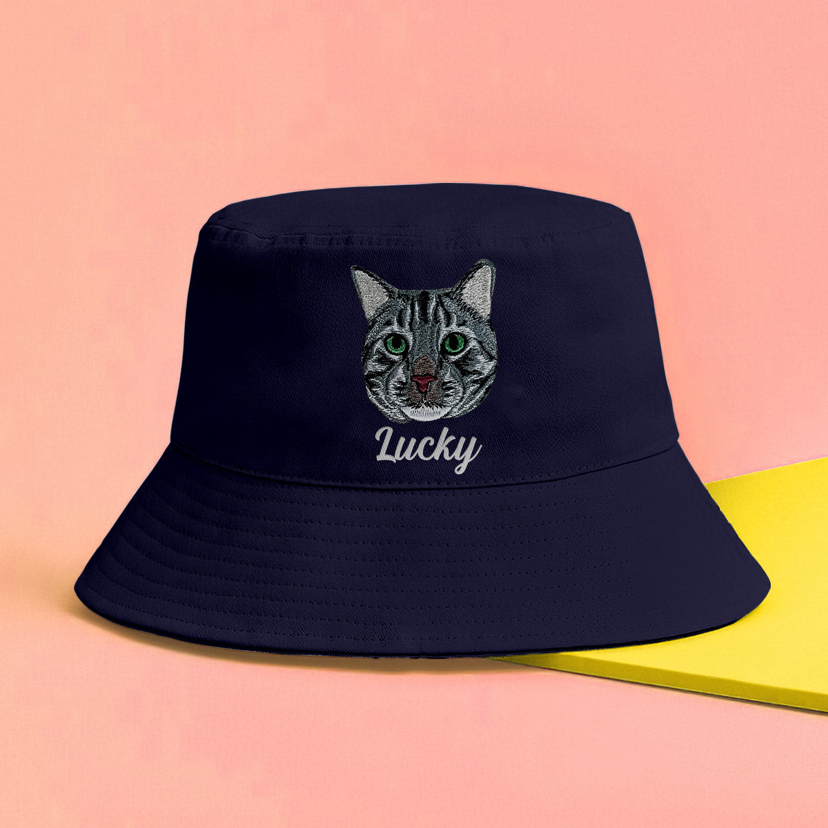 Custom 2D Photo - Personalized Cat Embroidered Bucket Hat
