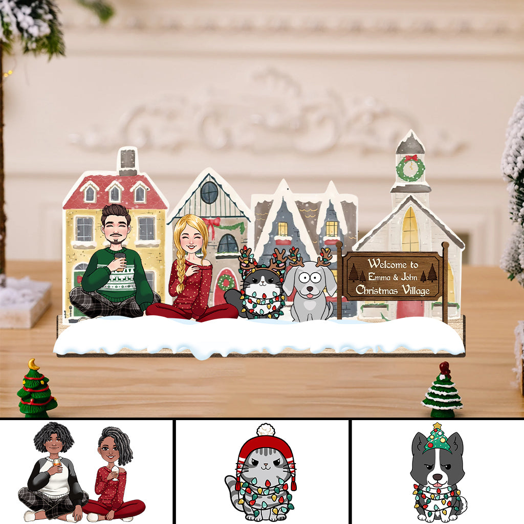 Christmas Village - gift for husband, wife, boyfriend, girlfriend - Personalized 1 Layered Big Freestanding