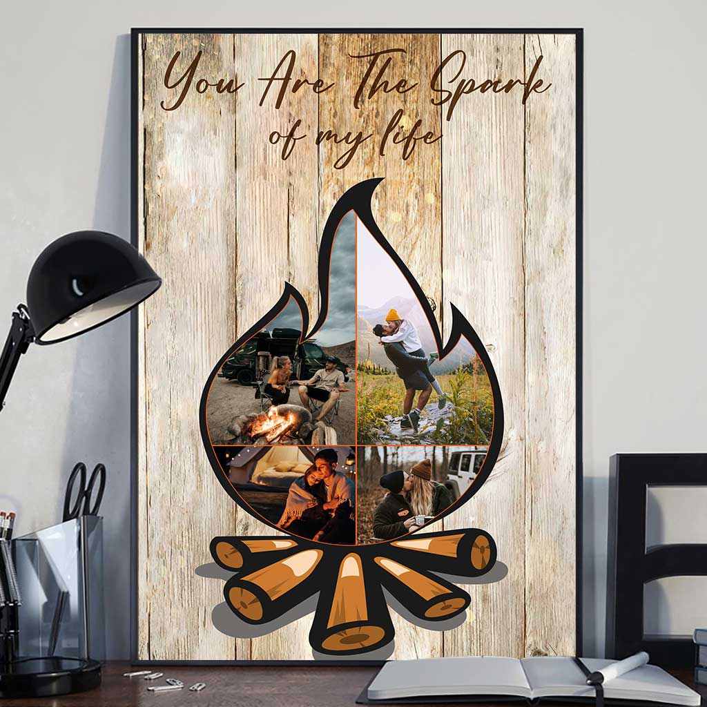 Tu es l'étincelle de ma vie - Affiche personnalisée pour couples en camping