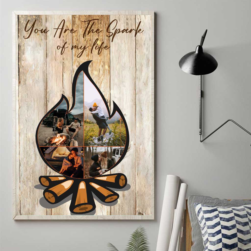 Tu es l'étincelle de ma vie - Affiche personnalisée pour couples en camping