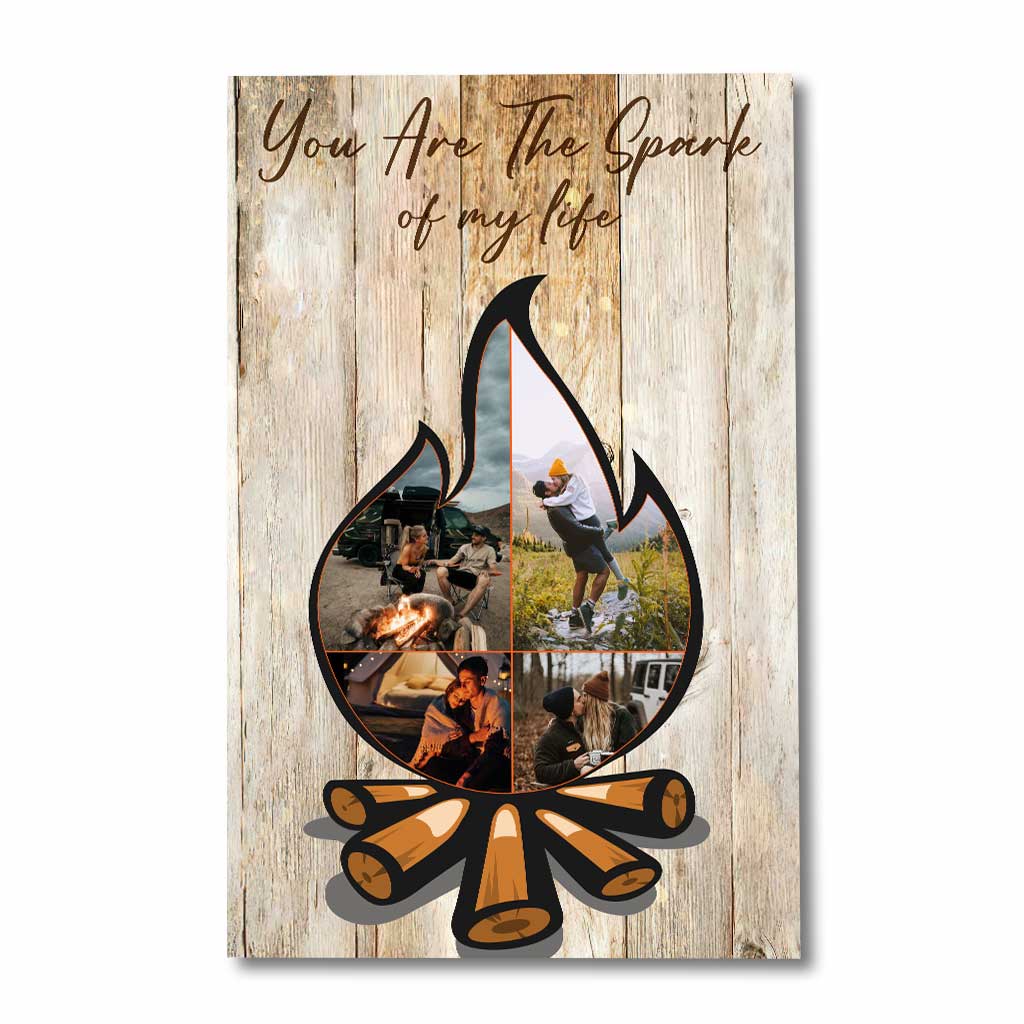 Tu es l'étincelle de ma vie - Affiche personnalisée pour couples en camping