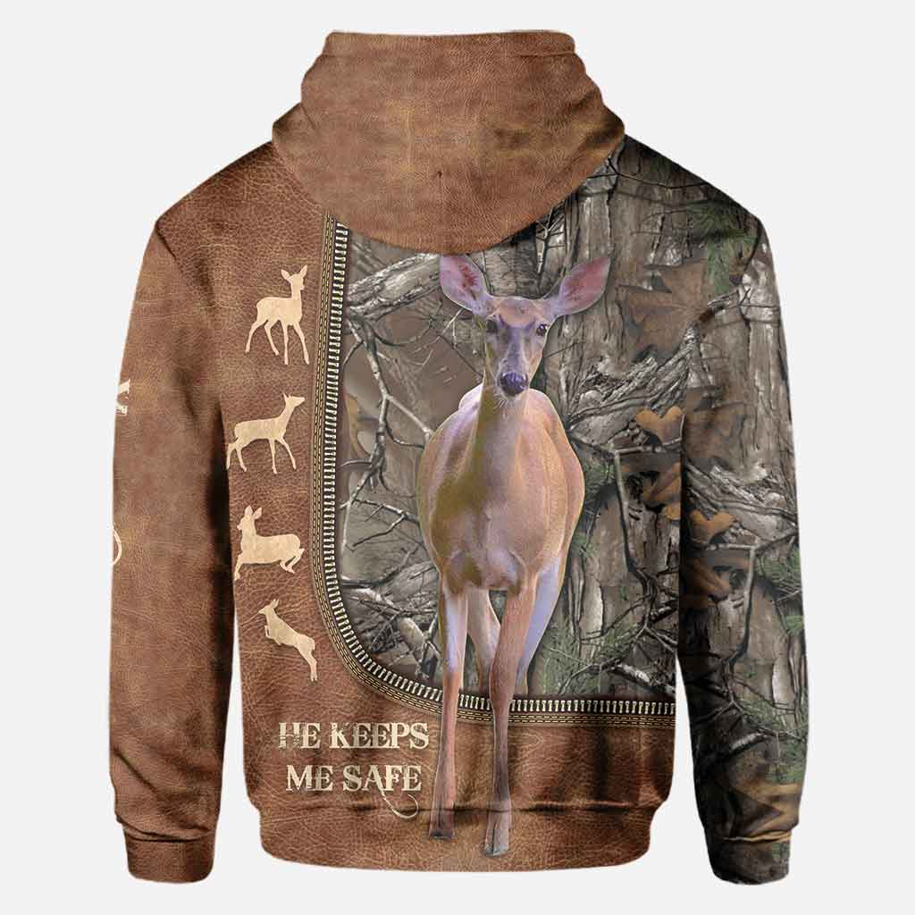 Il me protège - T-shirt et sweat à capuche personnalisés pour couples, motif cuir imprimé, sur le thème de la chasse.