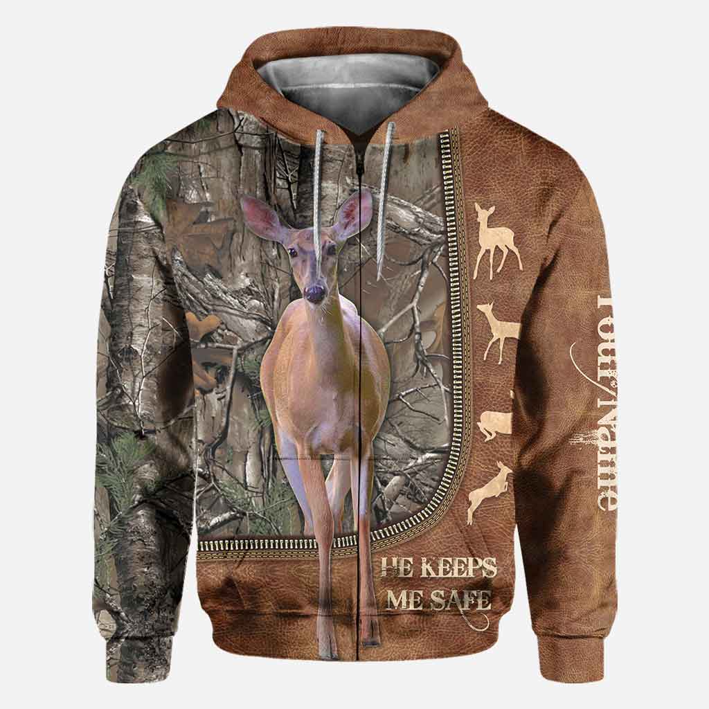 Il me protège - T-shirt et sweat à capuche personnalisés pour couples, motif cuir imprimé, sur le thème de la chasse.