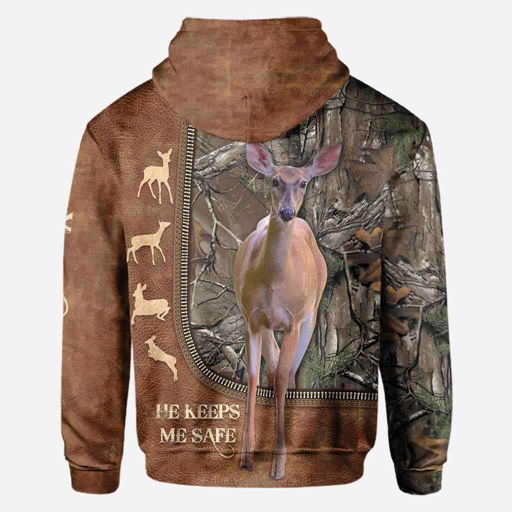 Il me protège - T-shirt et sweat à capuche personnalisés pour couples, motif cuir imprimé, sur le thème de la chasse.