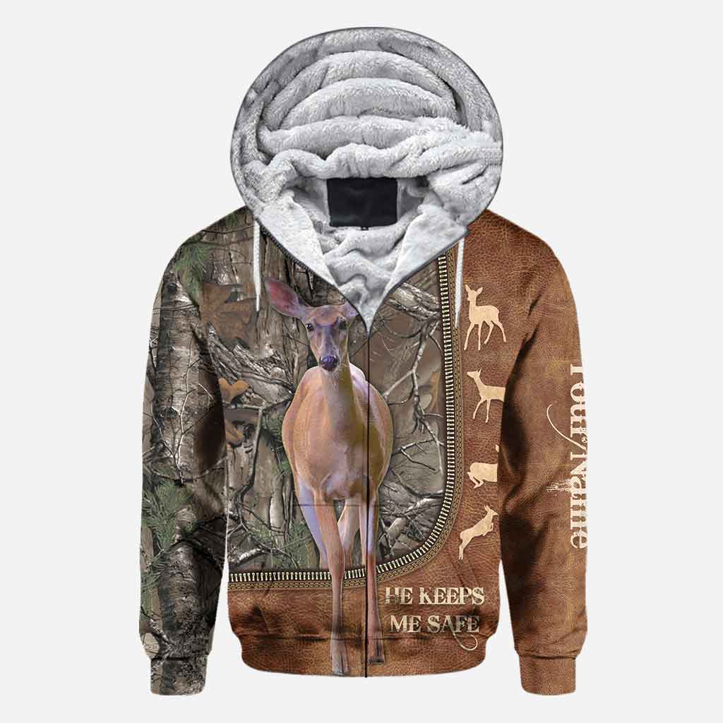 Il me protège - T-shirt et sweat à capuche personnalisés pour couples, motif cuir imprimé, sur le thème de la chasse.