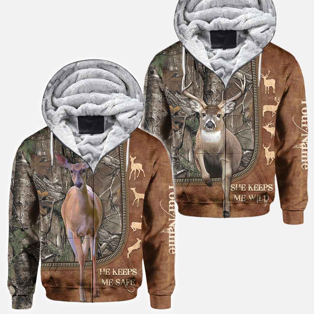 Il me protège - T-shirt et sweat à capuche personnalisés pour couples, motif cuir imprimé, sur le thème de la chasse.