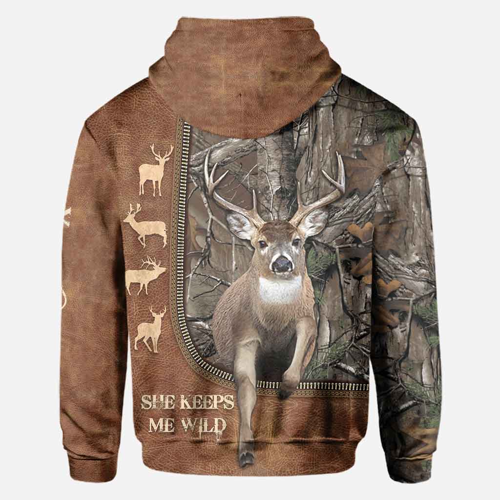 Il me protège - T-shirt et sweat à capuche personnalisés pour couples, motif cuir imprimé, sur le thème de la chasse.